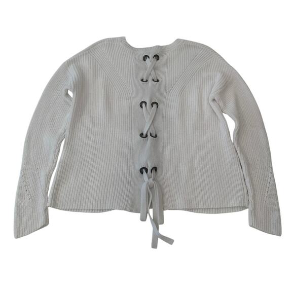 Lucky Brand White Lace Back Tie Sweater Size Medium Whimsy - Picture 16 of 16